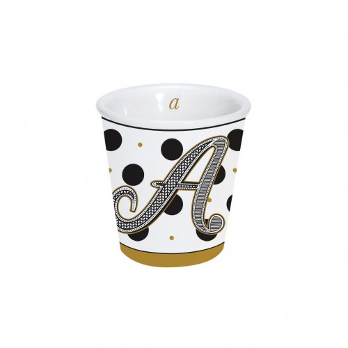 Bicchierino caffè "Lettere" in porcellana 100ml in scatola