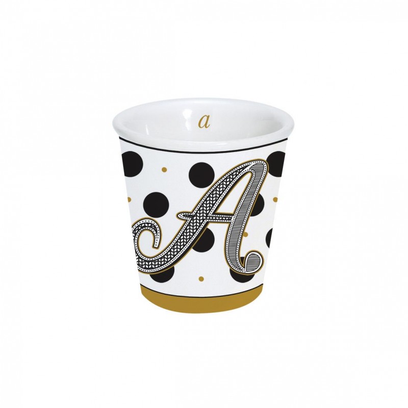 Bicchierino caffè "Lettere" in porcellana 100ml in scatola