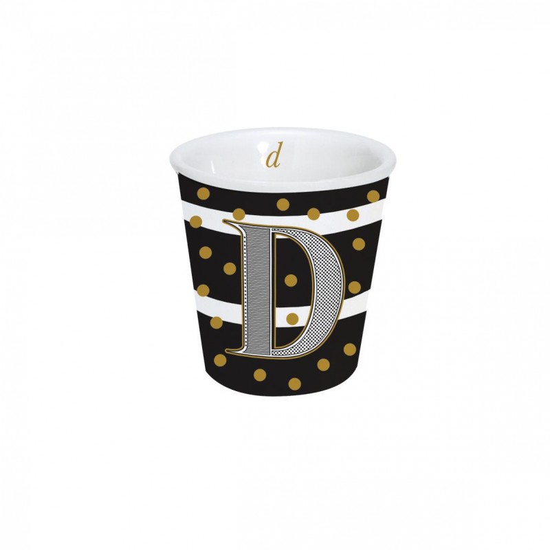 Bicchierino caffè "Lettere" in porcellana 100ml in scatola