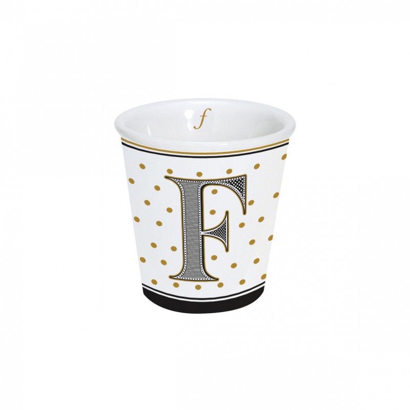 Bicchierino caffè "Lettere" in porcellana 100ml in scatola