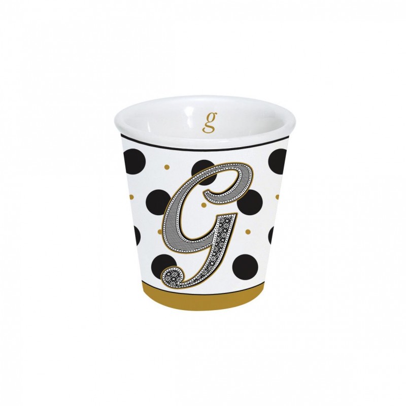 Bicchierino caffè "Lettere" in porcellana 100ml in scatola