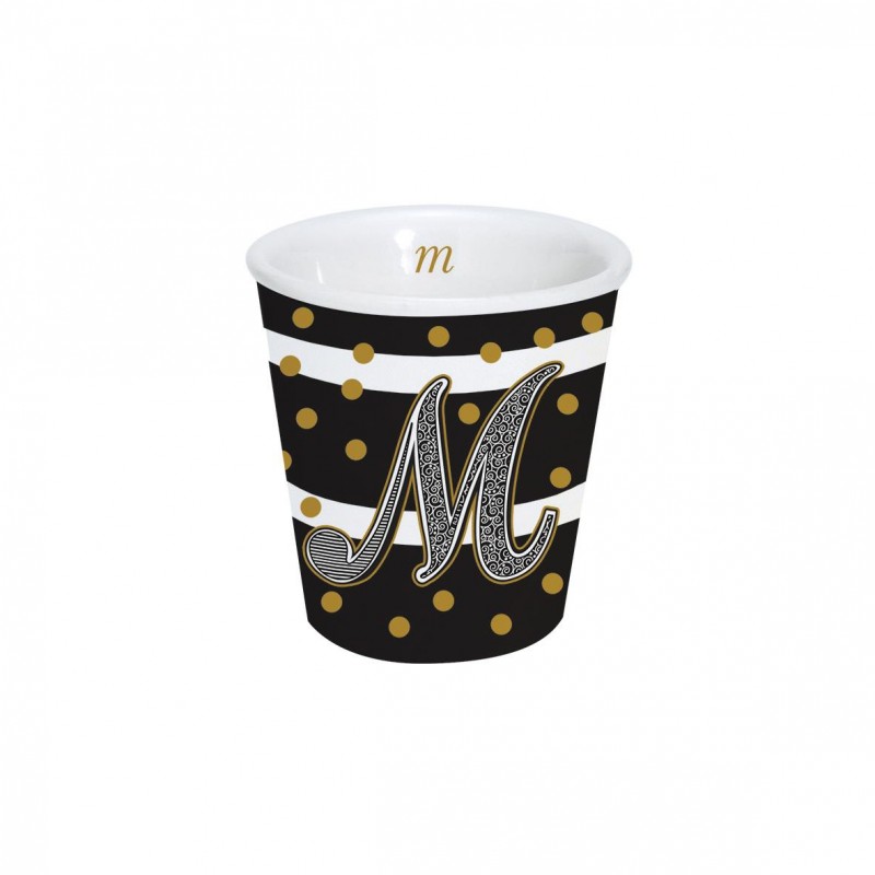 Bicchierino caffè "Lettere" in porcellana 100ml in scatola