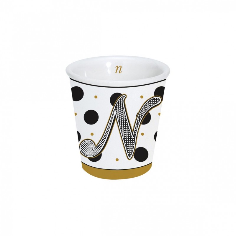 Bicchierino caffè "Lettere" in porcellana 100ml in scatola