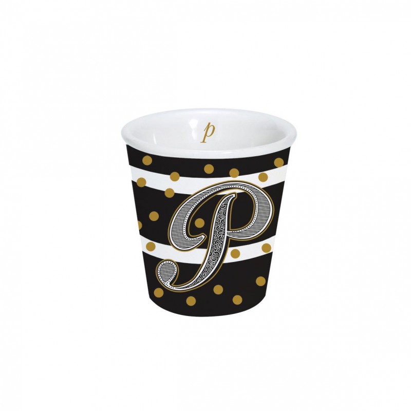 Bicchierino caffè "Lettere" in porcellana 100ml in scatola