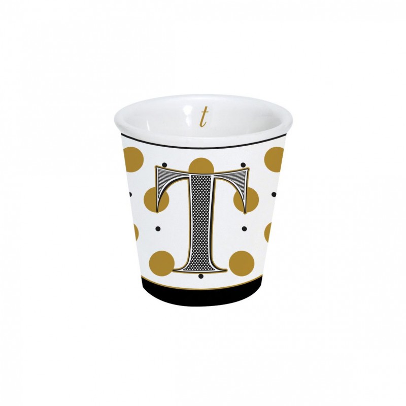 Bicchierino caffè "Lettere" in porcellana 100ml in scatola