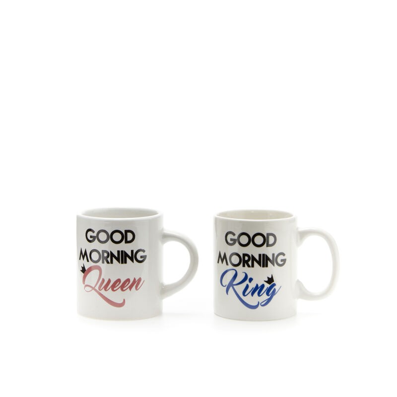 PiùForty Set 2 tazzine da espresso "Good Morning King e Queen"