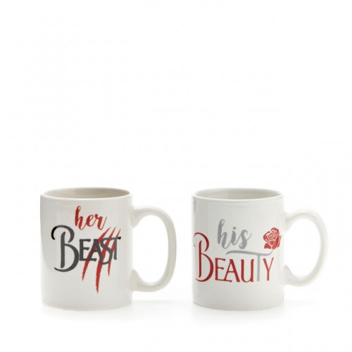 PiùForty Set 2 tazze caffè "Her Beast and His Beauty"